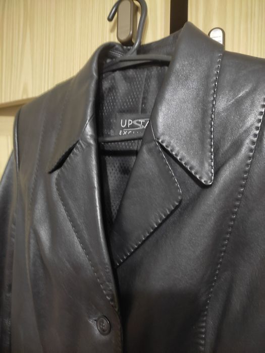 Пиджак кожаный чёрный новый