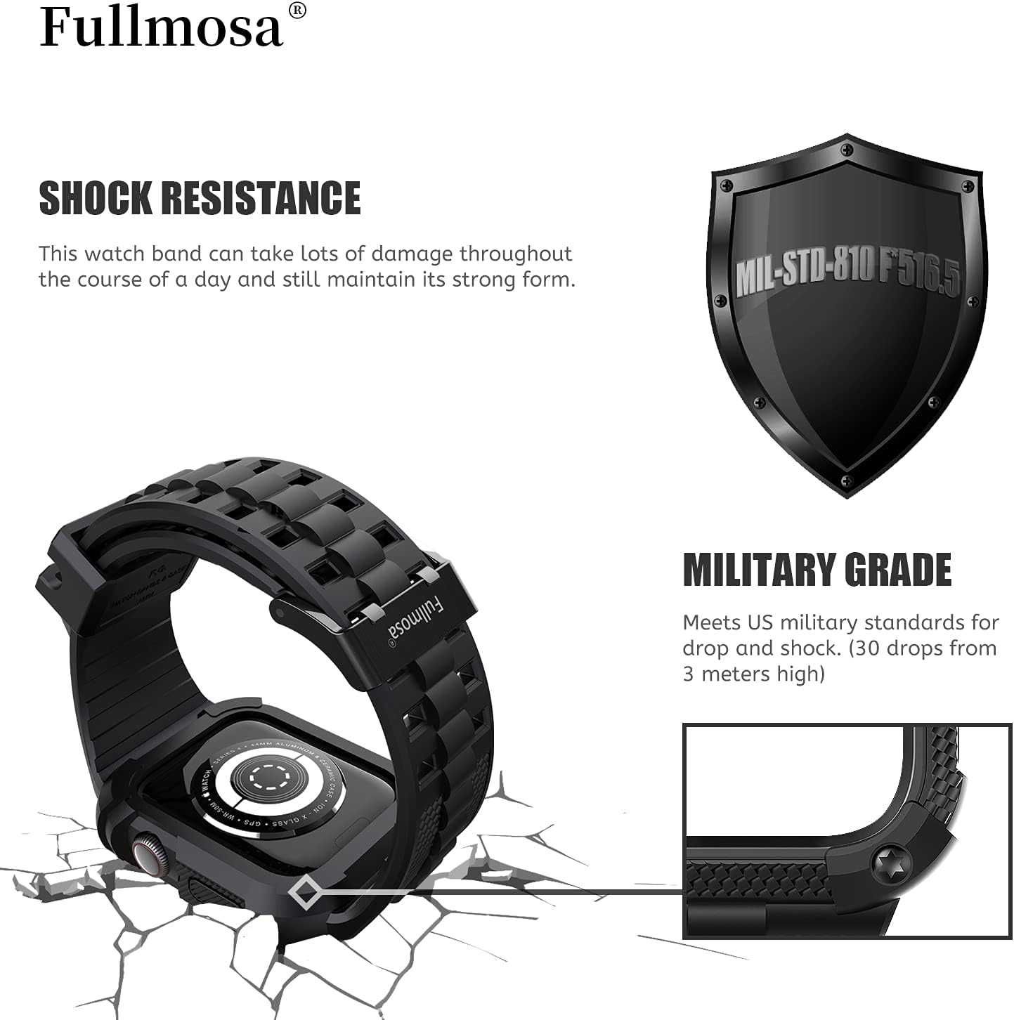 Fullmosa RUGGED ARMOR PRO Apple Watch 9/8/7 45mm SE/6/5/4 44mm pasek