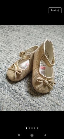 Złote buciki balerinki pantofelki niechodki Mini Club 17