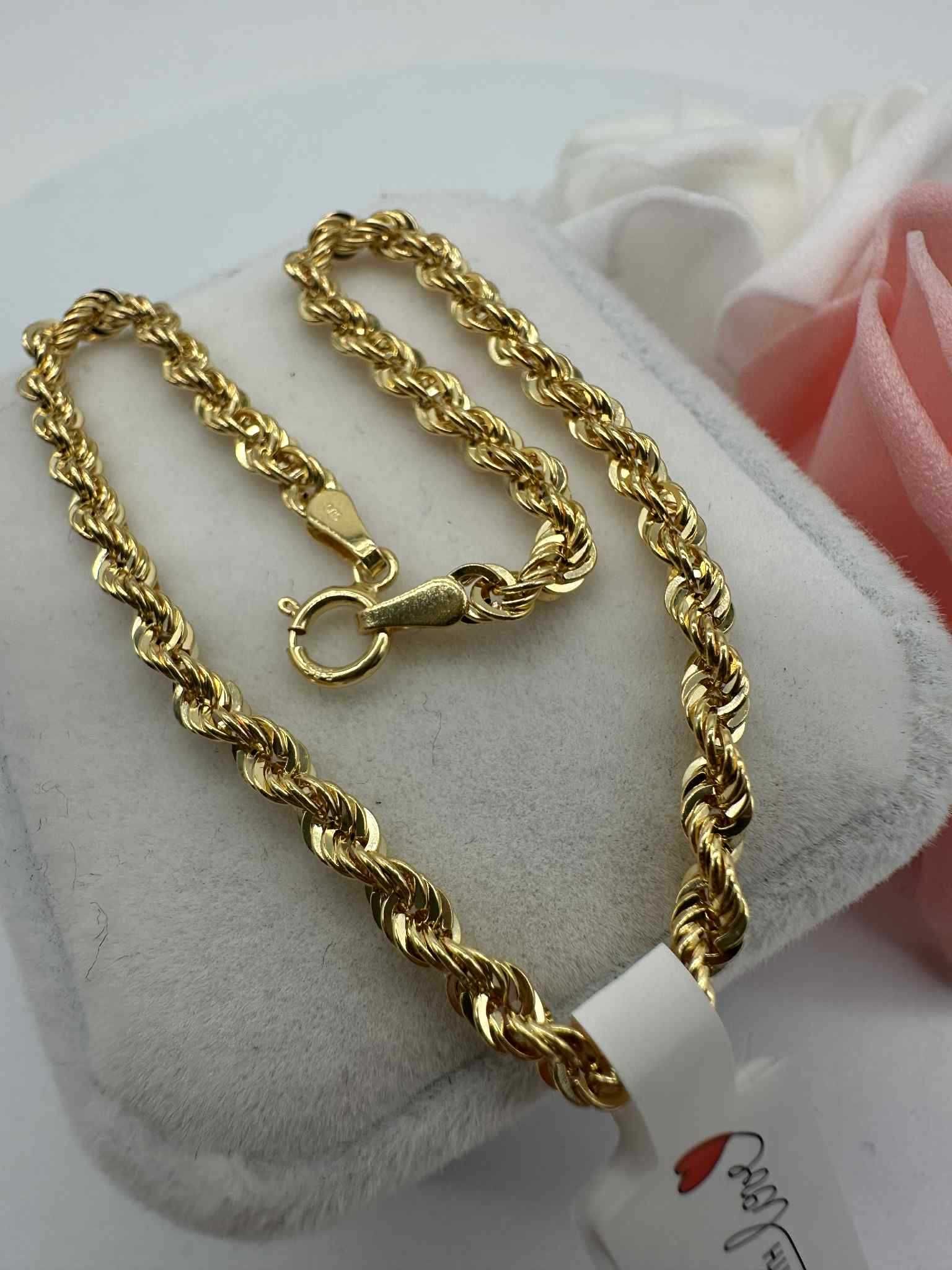 Elegancka złota bransoletka Kordel 19cm 585 14k