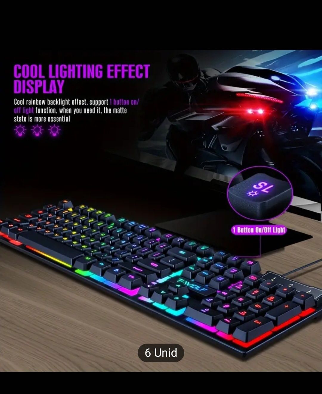 Teclado gaming RGB Luminescente Mecânico