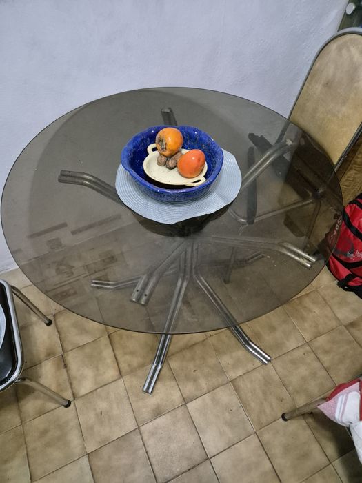 Mesa sala vidro redonda