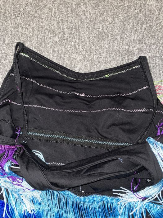 Купальник для бальных танцев с бахромой на рост 158 см. Боди для танца