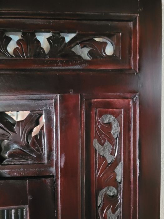 Lustro w stylu kolonialnym drewno egzotyczne