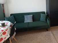 Tanio AGATA sofa wersalka rozkładana welur jak NOWA na nóżkach loft