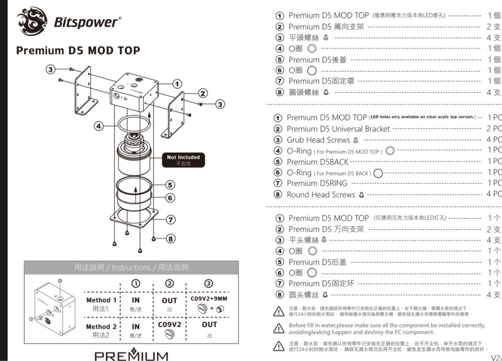 Bitspower Premium D5 MOD Top G1/4" (Abrasive Black / Acrylic Version)
