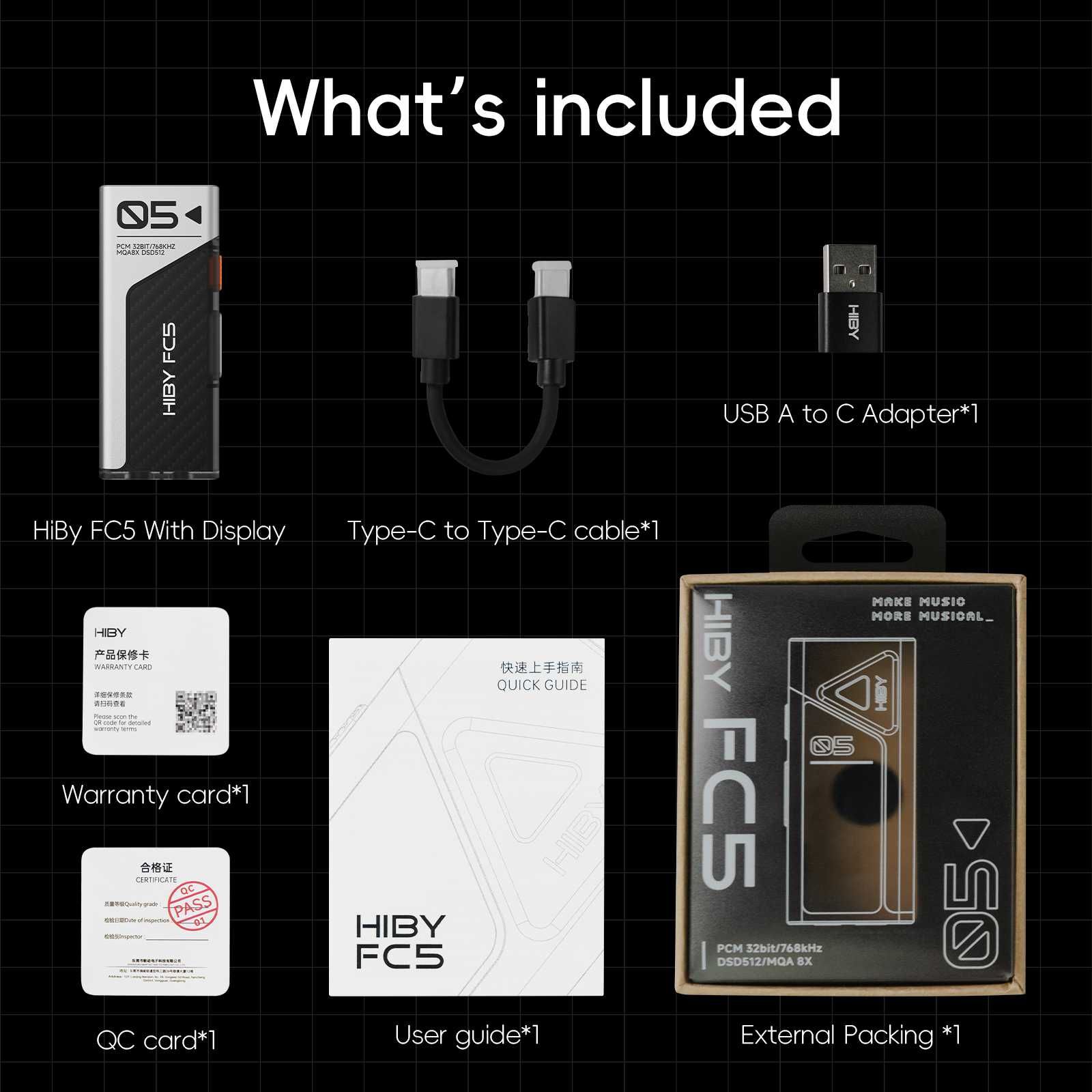 HiBy FC5 2025 (black, with display) - ЦАП DAC усилитель  для наушников