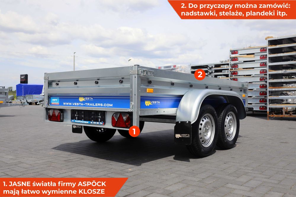 SOLIDNA przyczepka 2 osiowa VESTA LIGHT 25DA  251 x131x38 spawana nowa