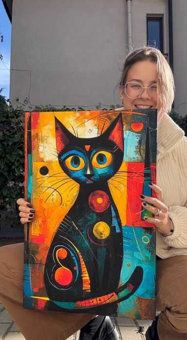 Obraz na płótnie kolorowy kot 40x60
