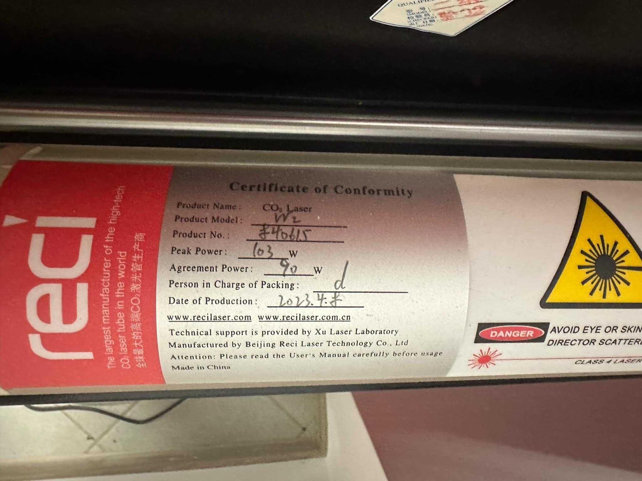 Ploter laserowy CO2 100 W o polu roboczym 50x70 cm
