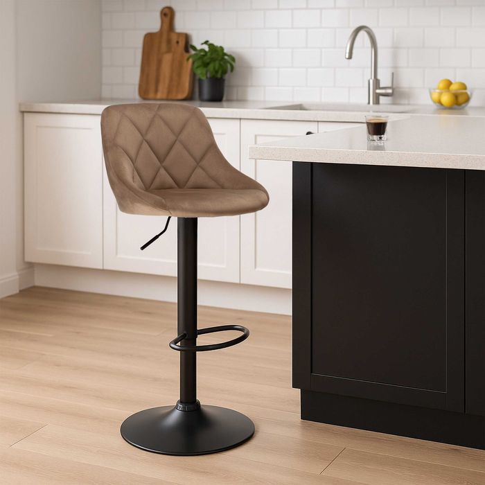 Krzesło barowe CYDRO BLACK welurowe MOKKA VELVET