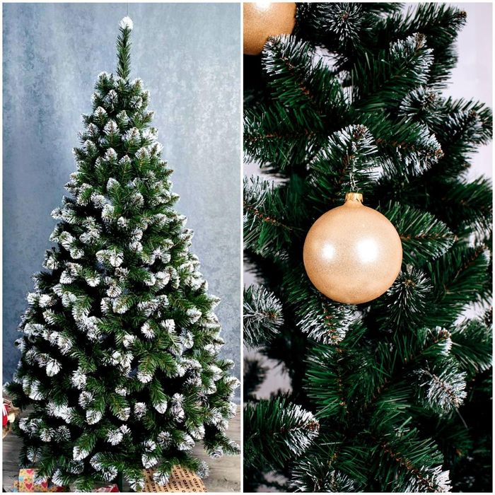 Ялинка штучна 1,8м з білими кінчиками пишна Елка искусственная ПВХ 180