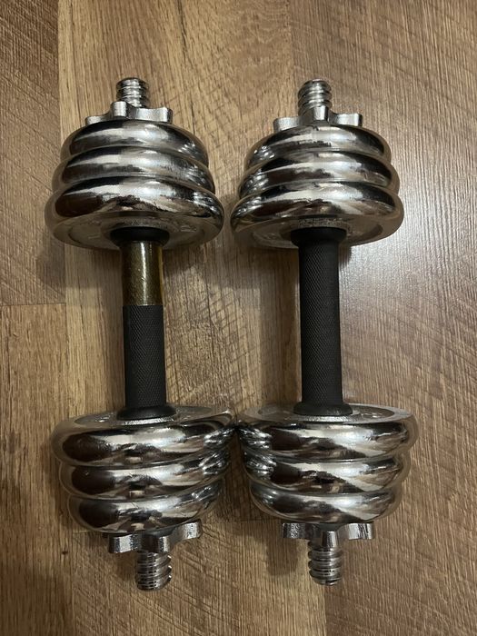 Набірні хромовані гантелі по 7,5 кг кожна (разом 15 кг)