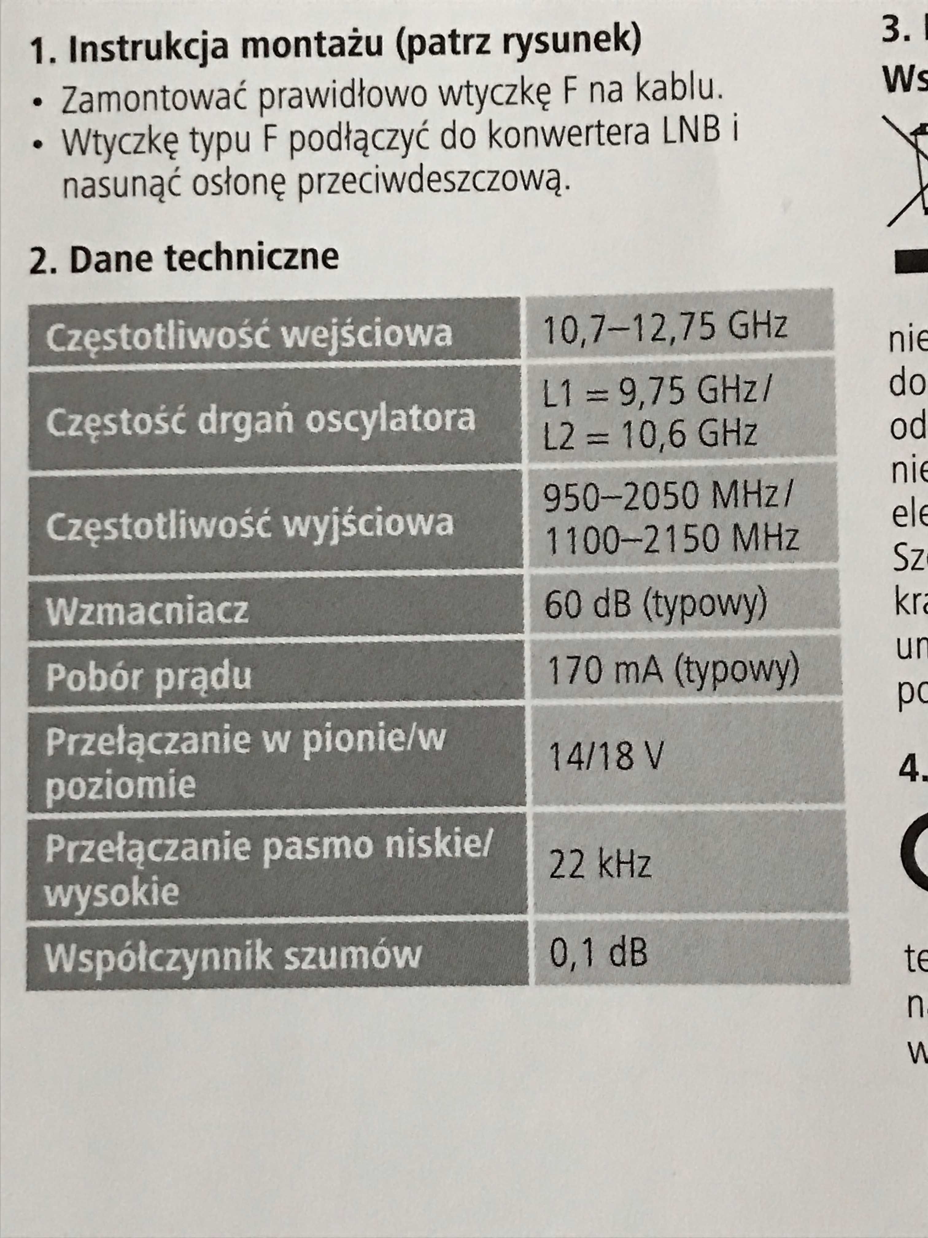 Konwerter satelitarny - 2 wyjścia