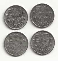 Lote de 4 moedas de 10$00 de 1971, 1972, 1973, 1974