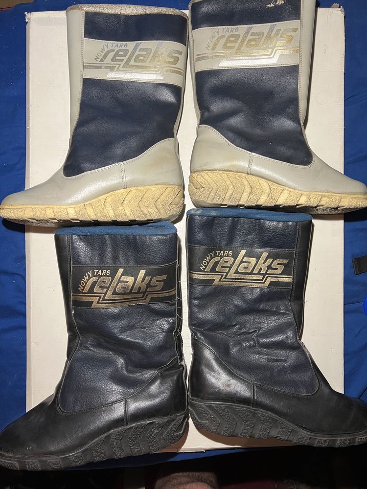 2 x buty Relaks Oryginalne PRL Vintage Nowy Targ białe Czarne