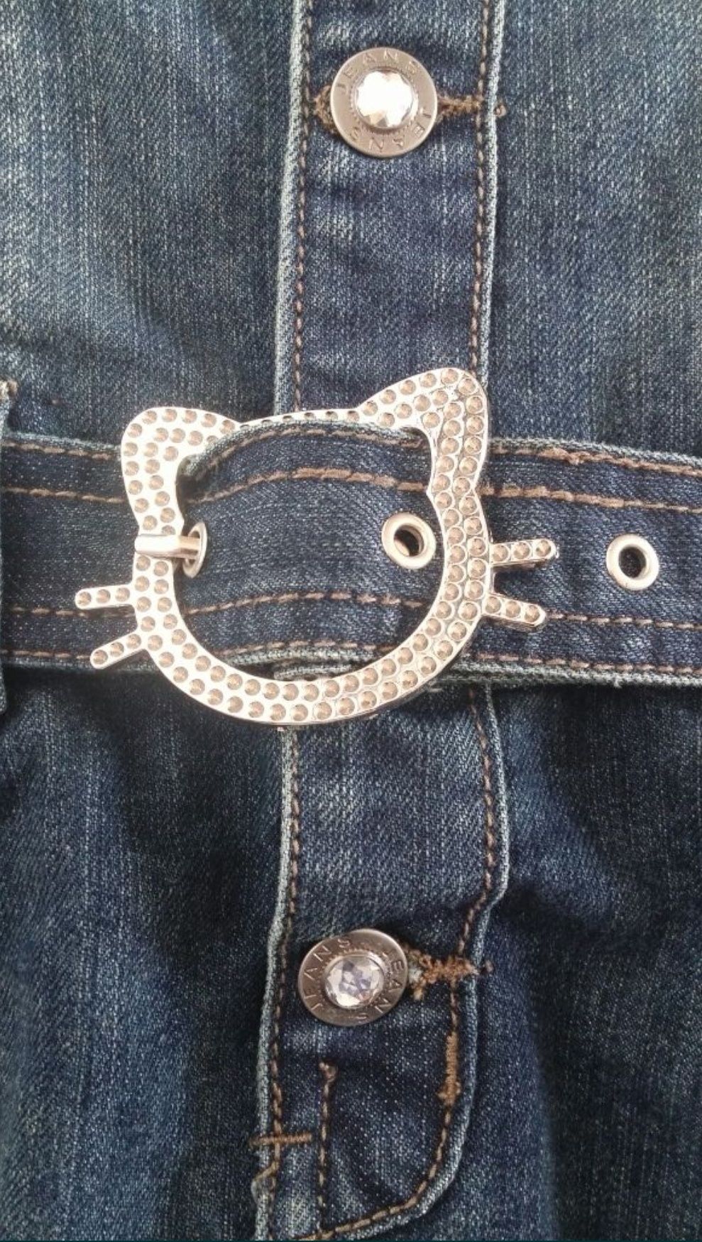 Tunika sukienka Hello Kitty 110 116 kotek dżinsowa jeans dżins pasek