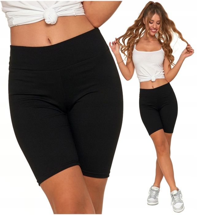 Kolarki Damskie Legginsy Szorty W Prążek Kryjące Wysoki Stan Moraj L/x