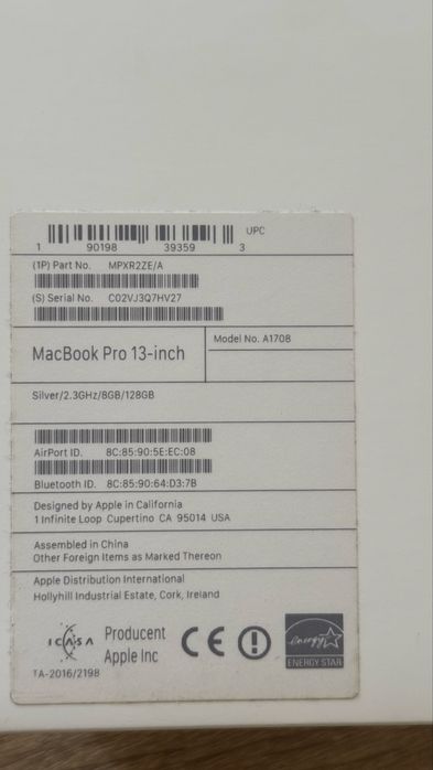 MacBook Pro 13 A1708