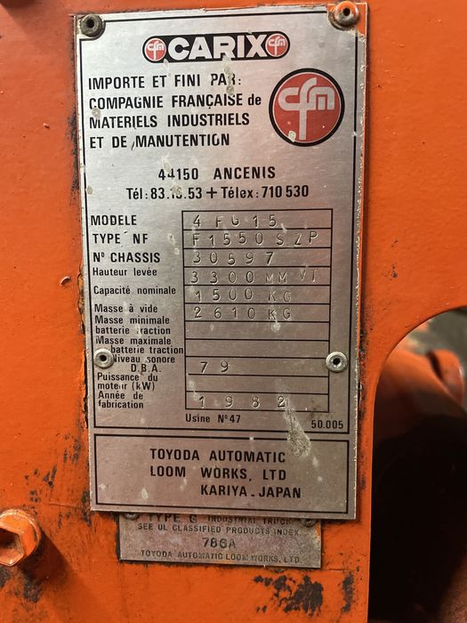 Wózek widłowy Toyota 4FG15 zamiana