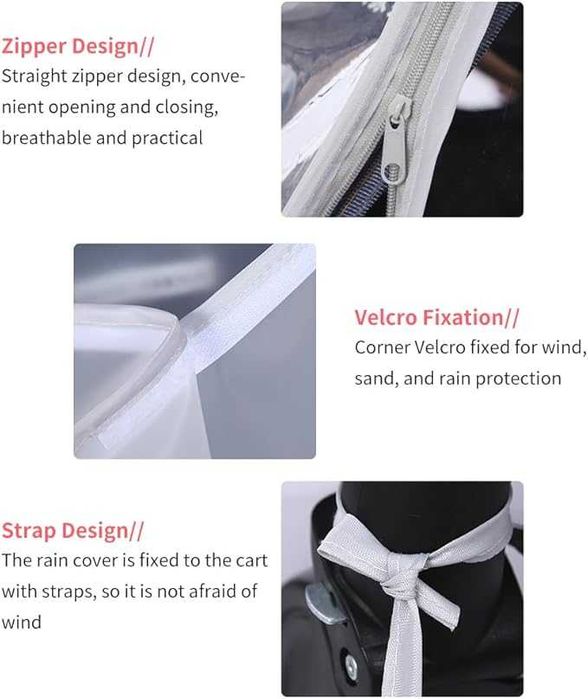 Uniwersalny pokrowiec przeciwdeszczowy na wózek szara