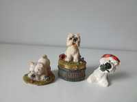 3 szt Piękne urocze figurki szkatułka west highland white terrier