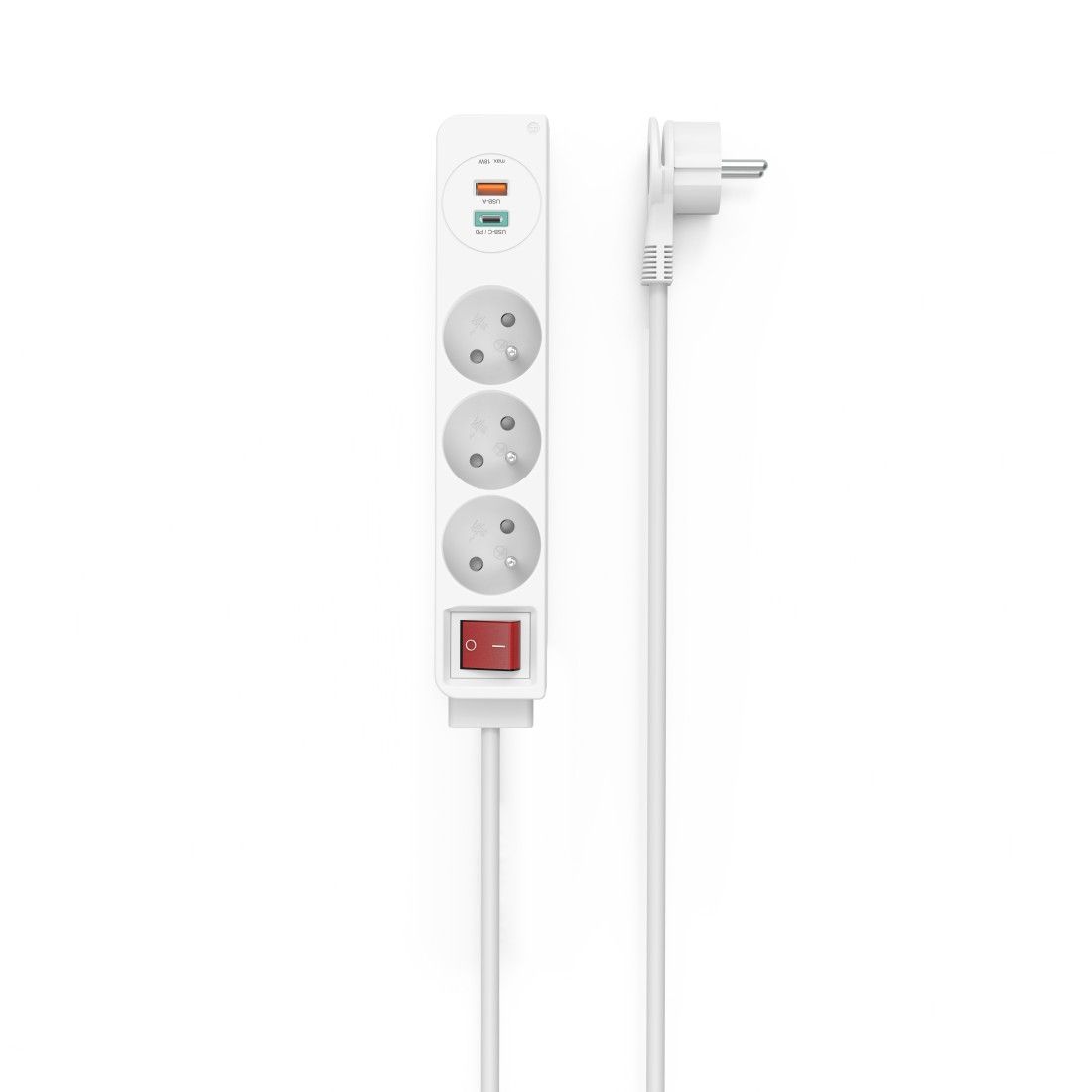 Hama - listwa zasilająca 3 gniazda, przedłużacz 2xUSB C/A - OUTLET