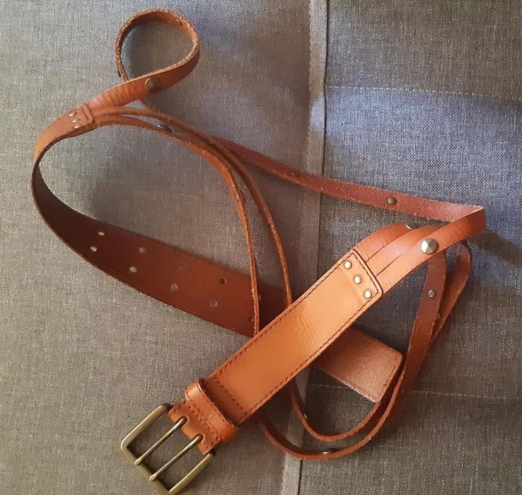 Skórzany pasek  damski Solid Brass ćwieki nity subkultura Vintage pas