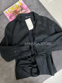 Нова лляна сорочка Zara чорна S