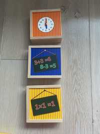 3 szt drewniane pomoce montessori zegar, dodawanie, mnożenie