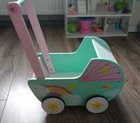Drewniany wózek dla lalek pchacz dla dziecka