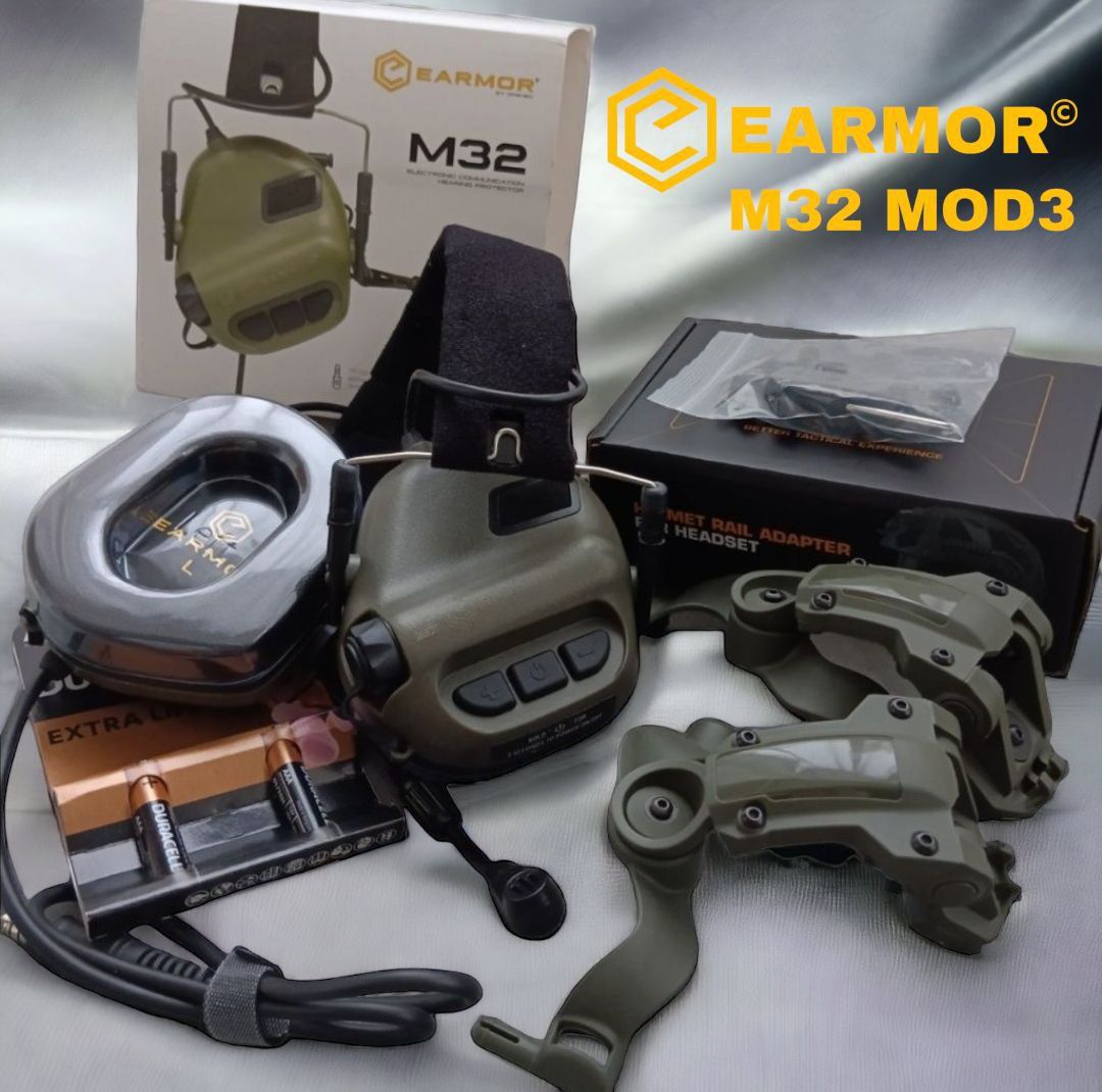 Оригінал!Активні навушники Earmor M32+кріплення на шолом "чебурашки"