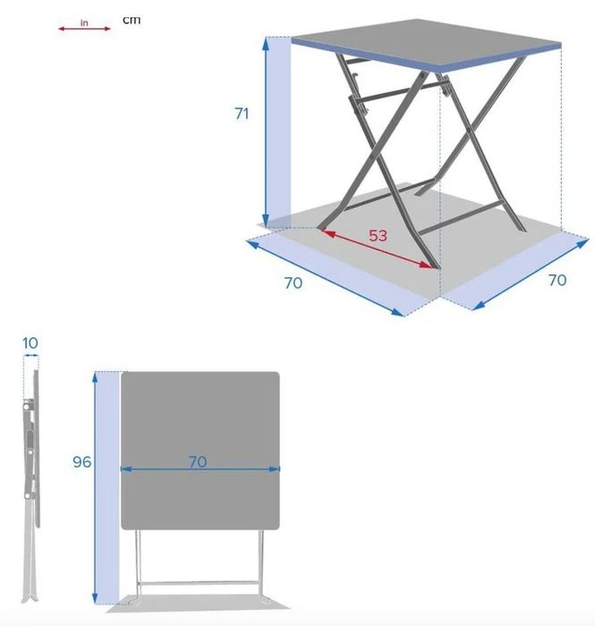 Mesa dobrável para interior ou exterior cinzenta