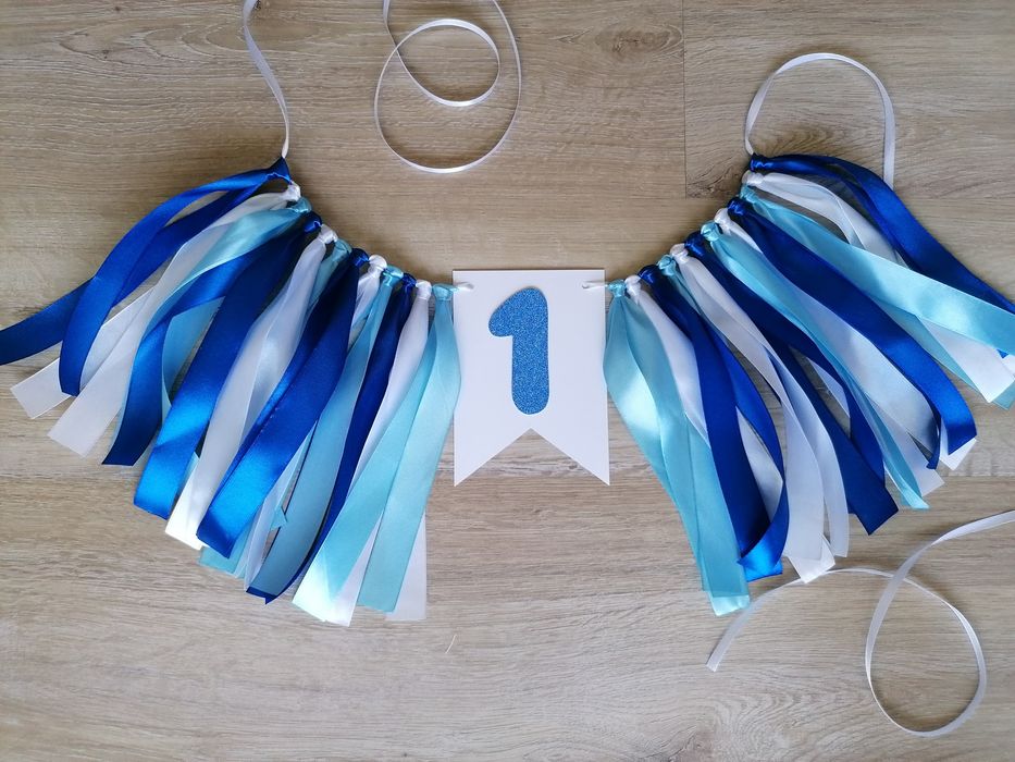 Girlanda na roczek na krzesełko dekoracje urodzinowe cyferka jedynka