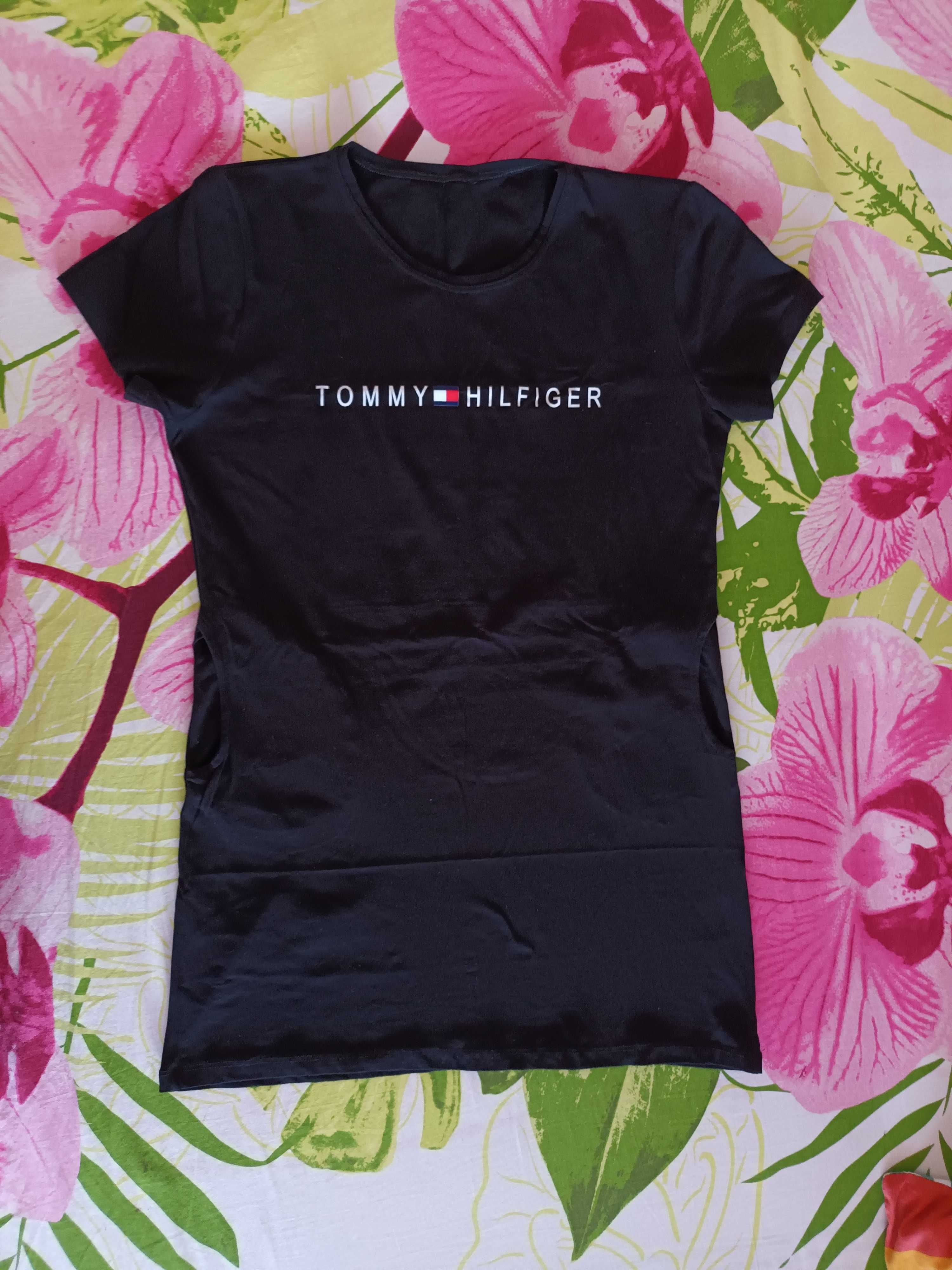 Nowa sukienka tunika M/L z napisem Tommy Hilfiger czarna, bawełna