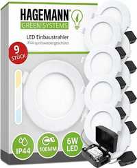 9 x Reflektory do wbudowania LED IP44 6 W 420 lm Średnica 105 mm