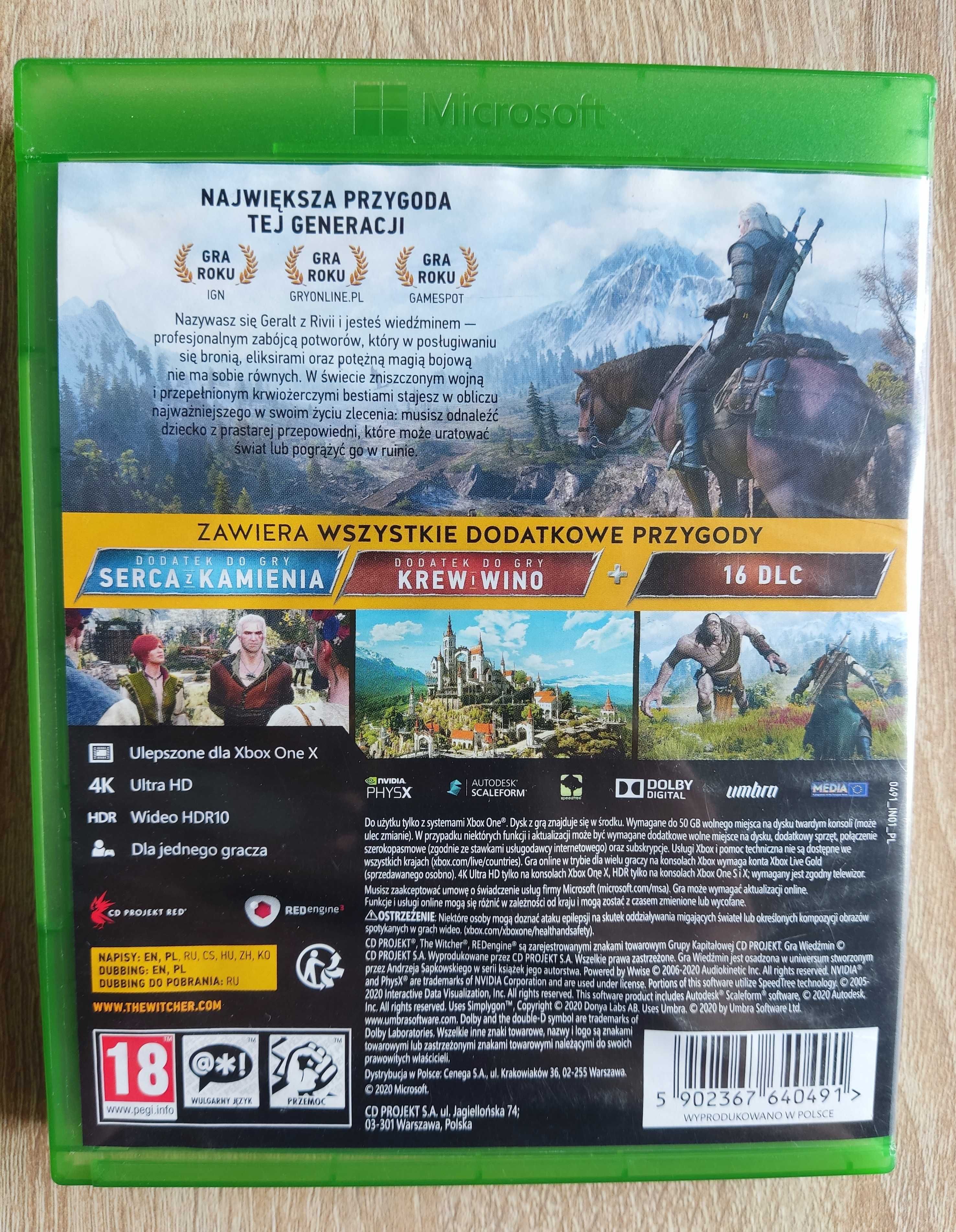 Wiedźmin 3 Dziki Gon Edycja Gry Roku Xbox One | Stan bdb