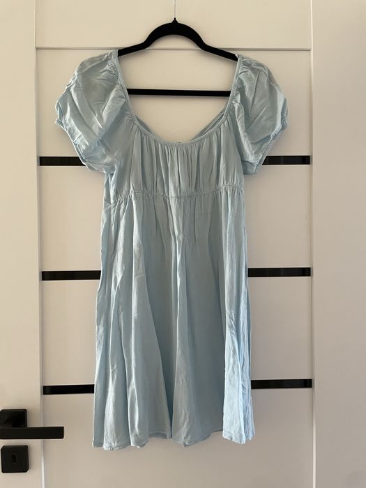 Letnia zwiewna niebieska sukienka rozmiar M 100% wiskoza