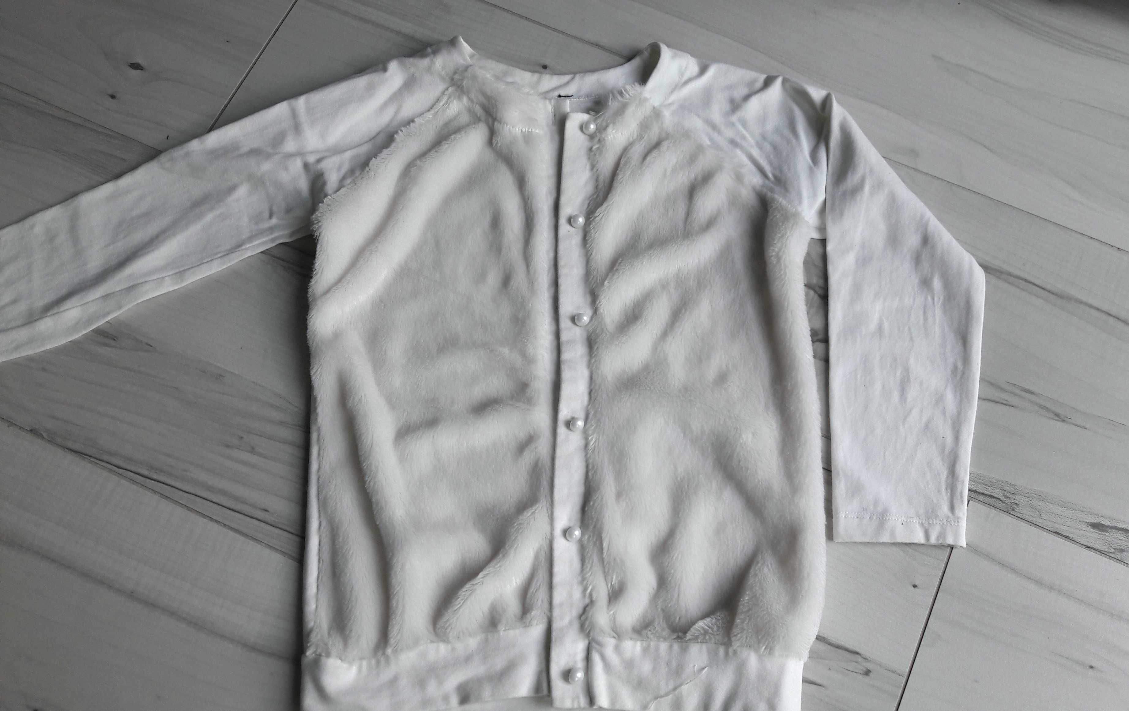 Sweterek dla dziewczynki rozpinany biały 146