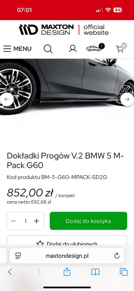 Praktycznie nowe progi tuning Max Tone do bmw g60 g61 za 50%