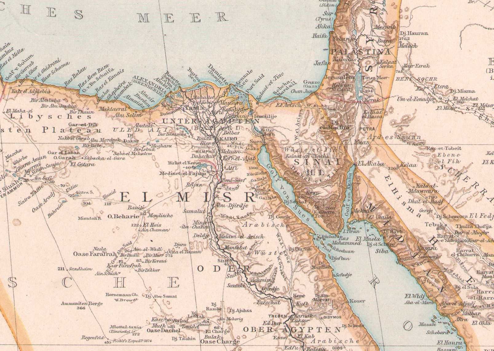 Egipt Sahara Morze Czerwone Nubia Sudan Afryka Pn. 1886 r. autentyk