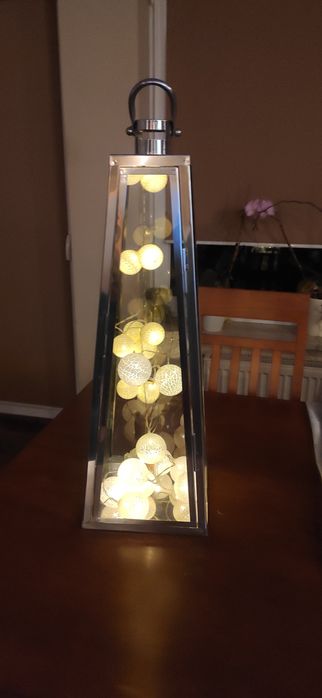 Lampion duży, latarnia szkło metal