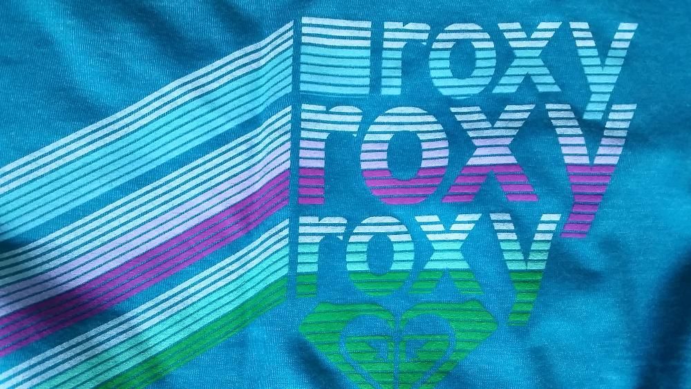 roxy, koszulka, nadruki, błękit, turkus, t-shirt