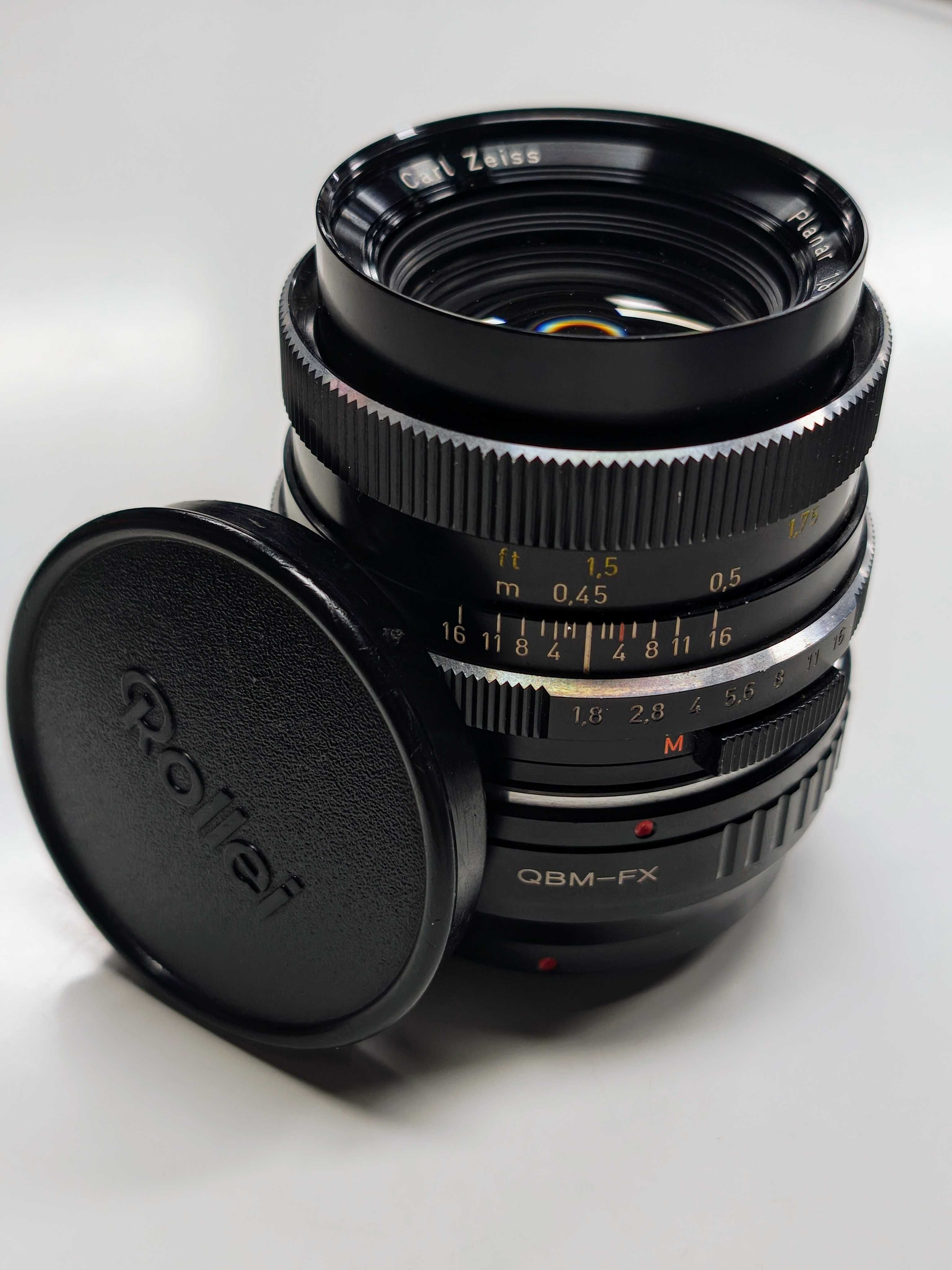 Obiektyw Carl Zeiss Planar 50 1.8 QBM + adapter Fujifilm FX Fuji