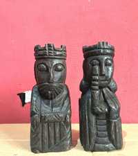 Conjunto Estatuetas Reis Madeira Xadrez Medieval 22 cm Ampara Livros