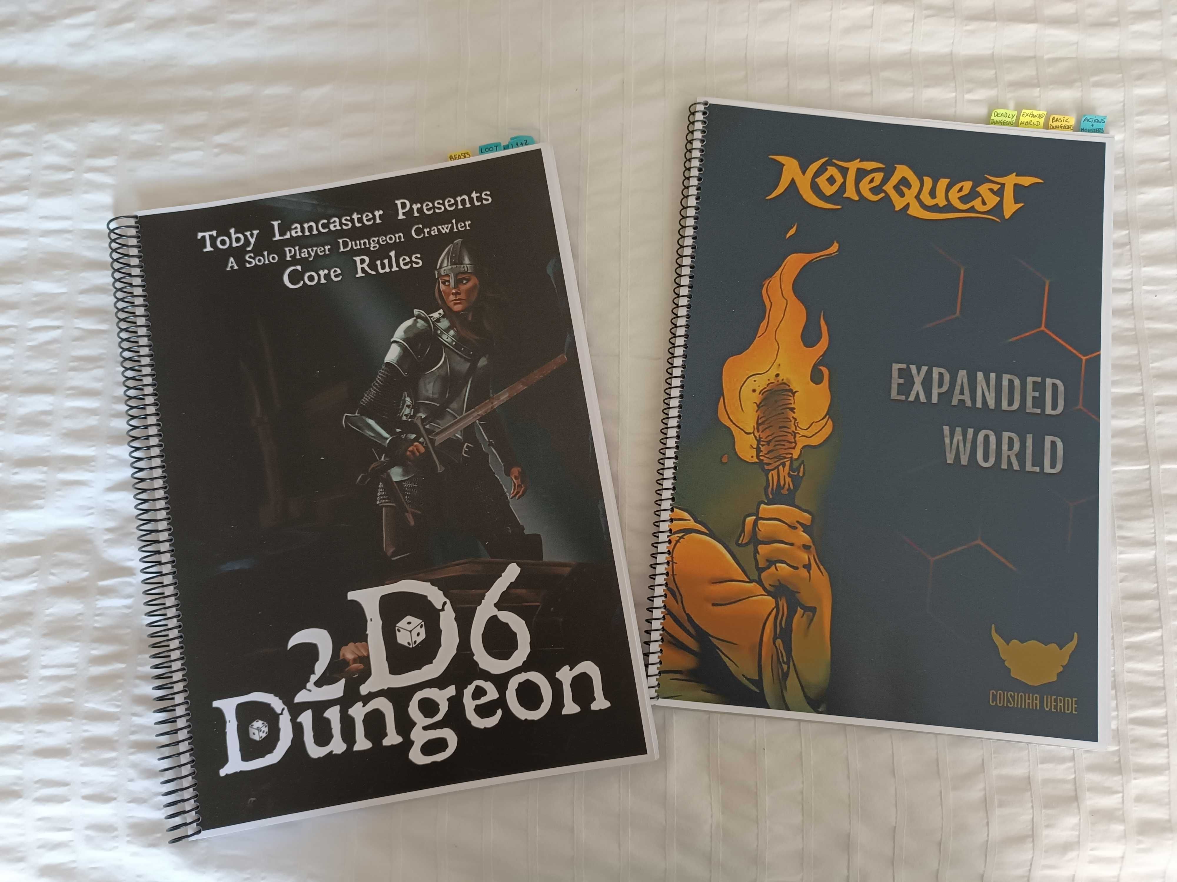 Jogos RPG Solo - NoteQuest e 2D6 Dungoen