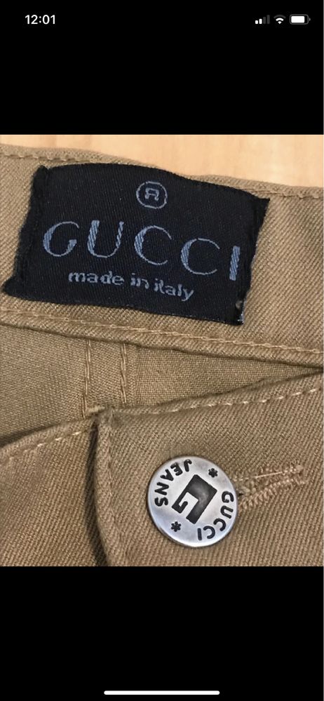 Gucci Jeans męskie spodnie rozm W 36 L 34 brązowe khaki Vintage y2k