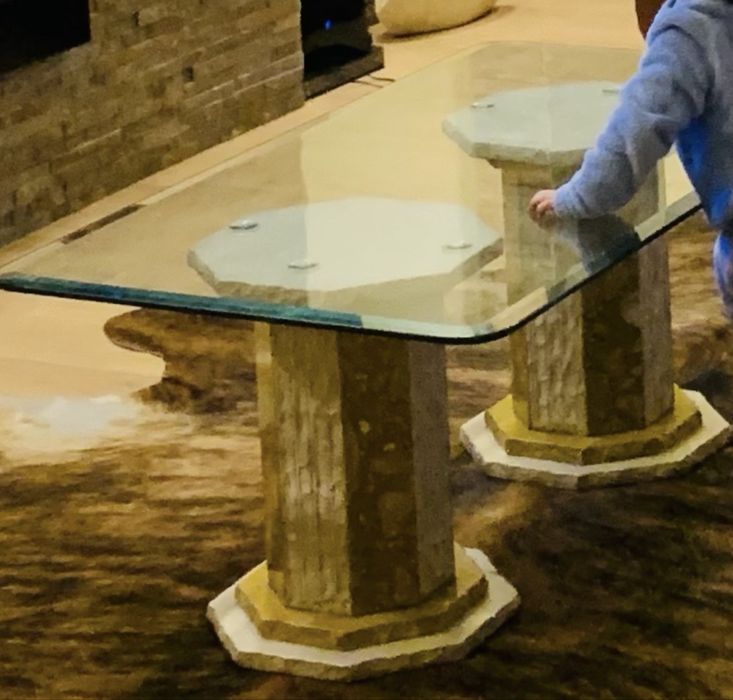 Estante em mármore com mesa de centro  ( conjunto )
