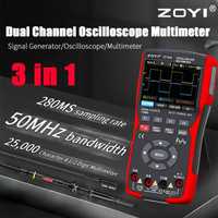 Miernik ZOYI ZT703S 3w1 oscyloskop 2x50Mhz, multimetr, generator