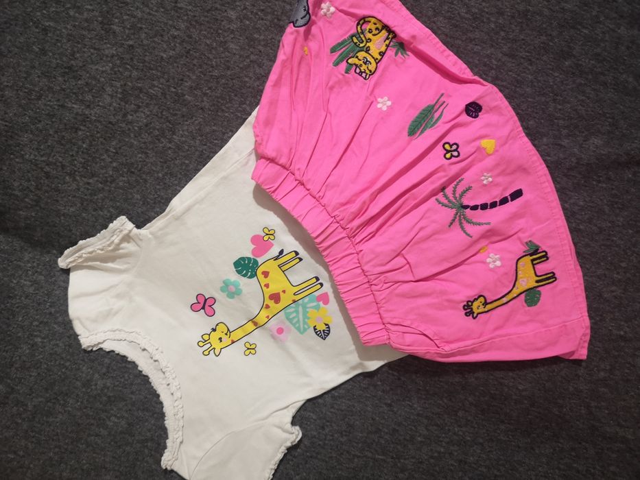 Komplet zestaw t-shirt spódniczka dla dziewczynki 86